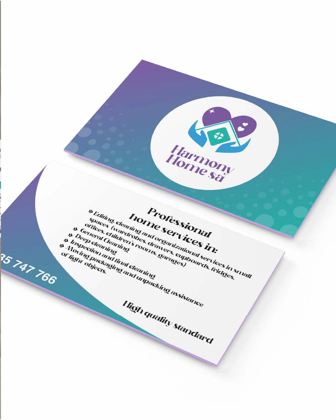 Harmony Home business card and stationery design
