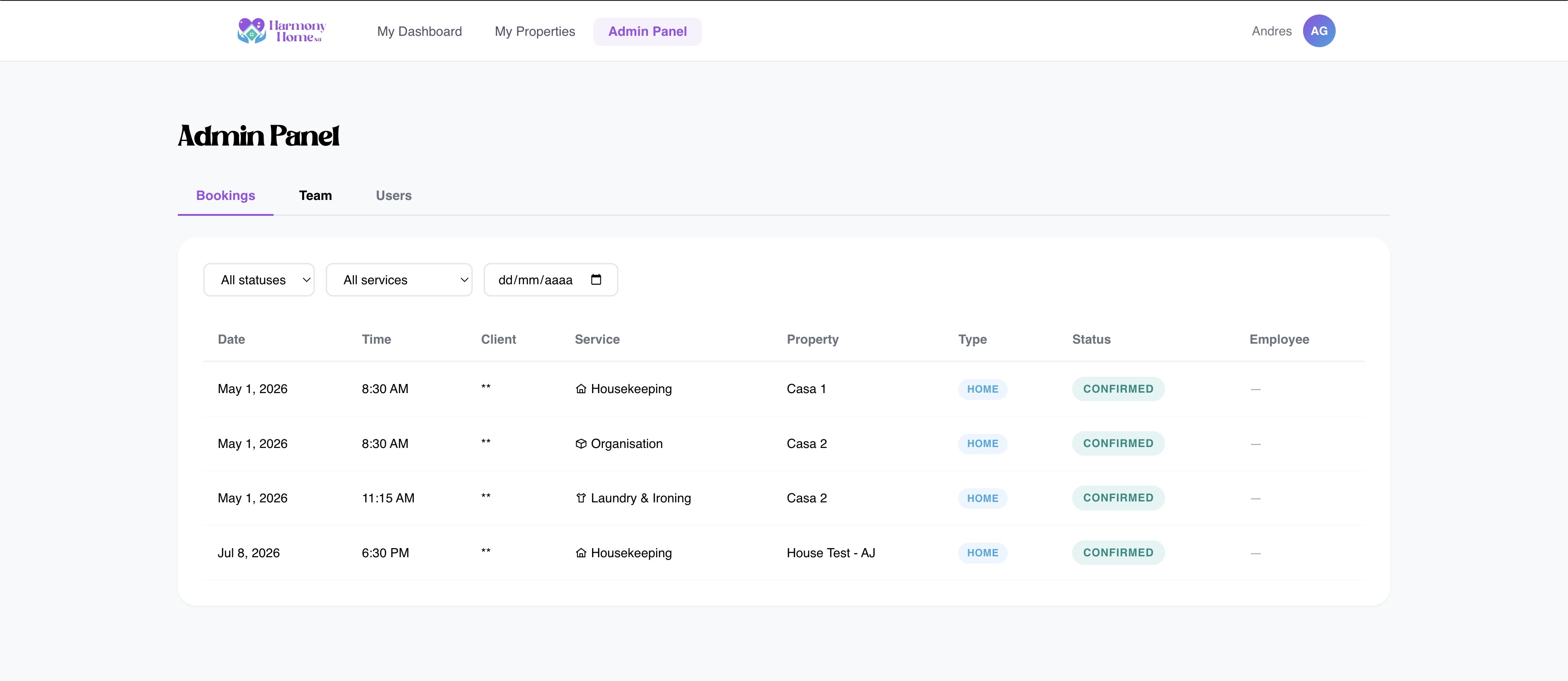 Bookings Control Center